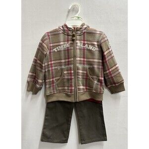 Timberland 3 pieces set boys 18 months zipper hoodie long sleeve tee cotton pant